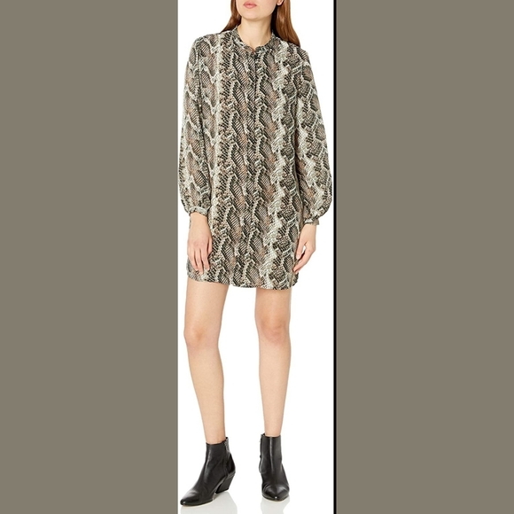 Cupcakes and Cashmere Clara Green Python Print Shirt Dress Sz Small - Picture 5 of 6